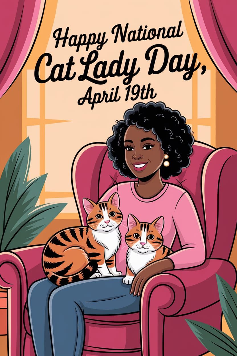 Cozy Cat Lady Moment in Warm, Glowing Light