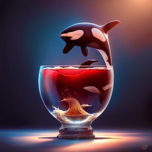 Orca Whale Holds Human in Fishbowl: Splash Art