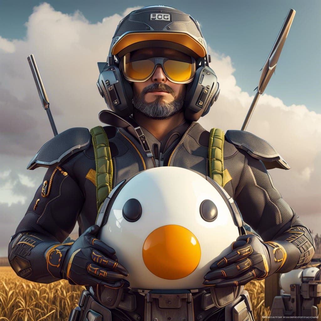 Cute Egg-Shaped Farming Robot in Colorful Style