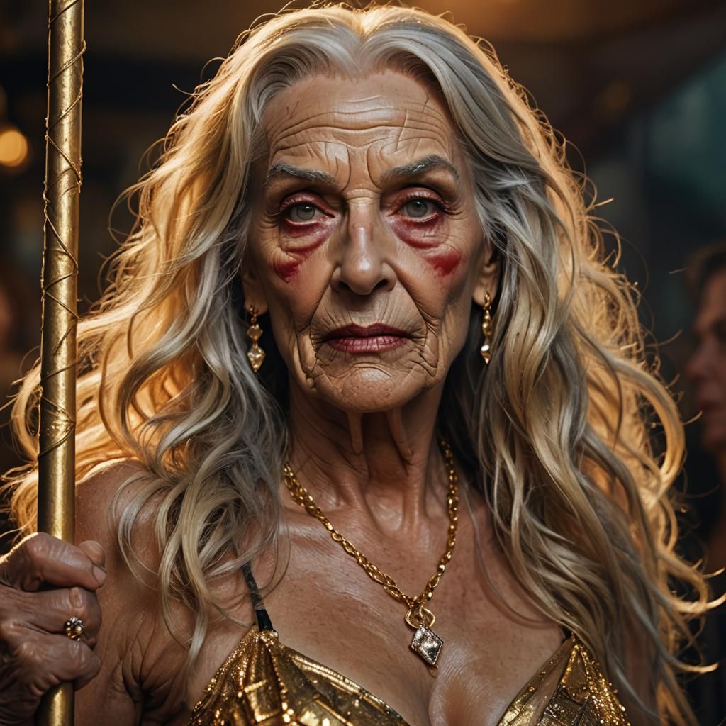 Elderly Transvestite Portrait in Opulent Digital Painting