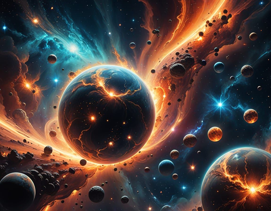 Miniature Worlds Forming in Space: Cosmic Concept Art