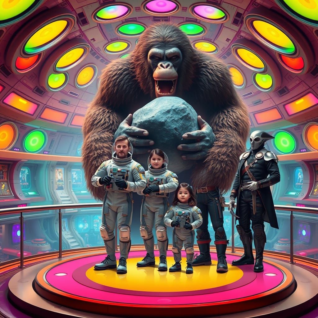 An astronaut and his family ask some alien friends of theirs to take a photo shoot with them aboard their spaceship