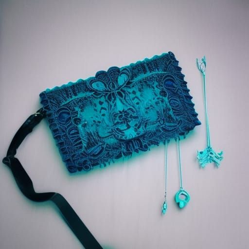 Teal Green gothic purse with Cobalt blue gothic lace& High quality vibes& elegance vibes& ethereal vibes& good craftsman...