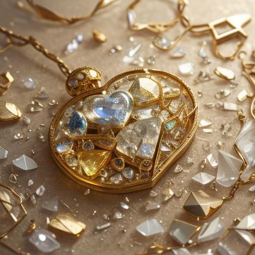 Shattered Golden Heart Still Life