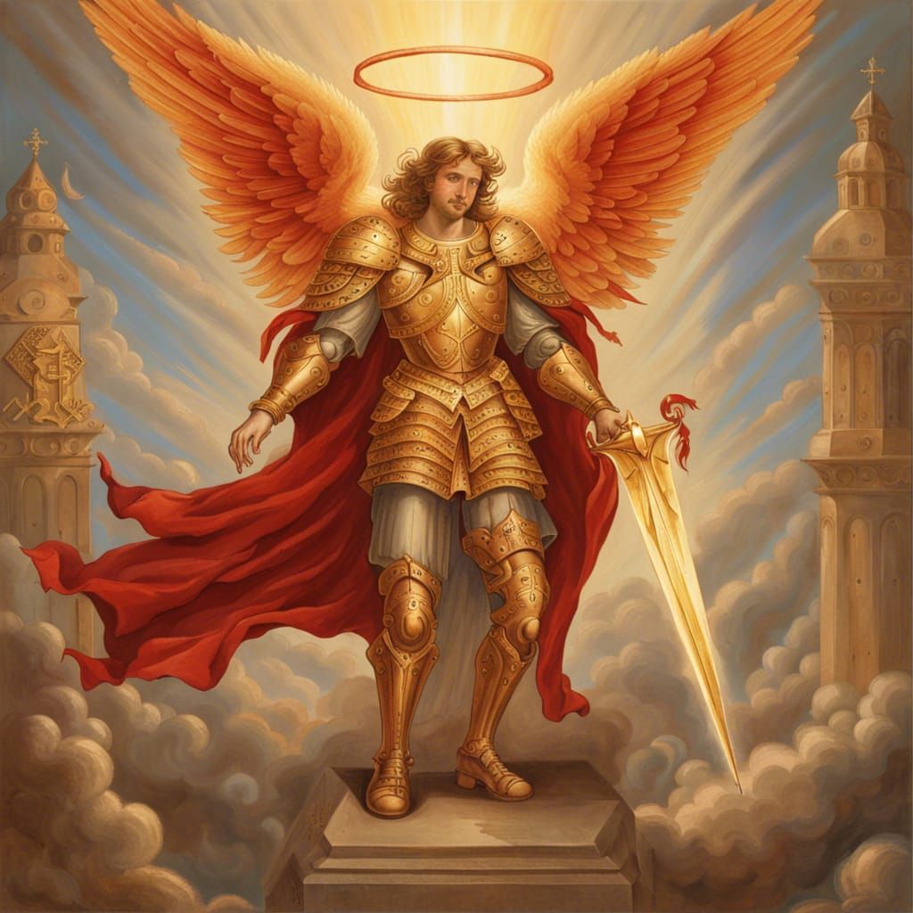 Majestic Angel with Flaming Sword Concept Art