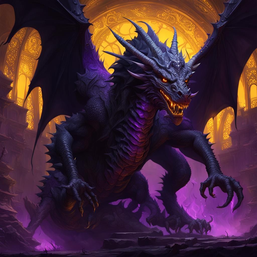 Epic Black Dragon in Dark Fantasy Style