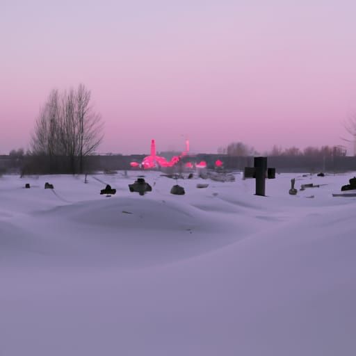 pink church in the distant snow deadbodies