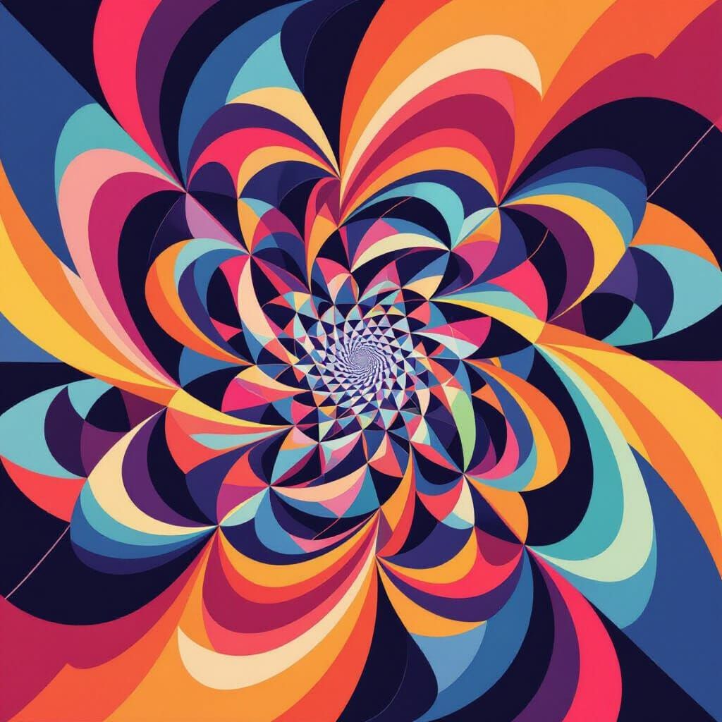 Vibrant Pop Art Fractal Composition in Bold Colors