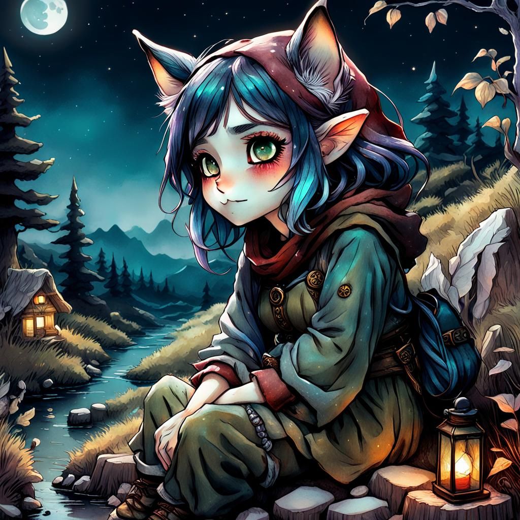 Depressive Gnome Catgirl Refugees in Manga Art