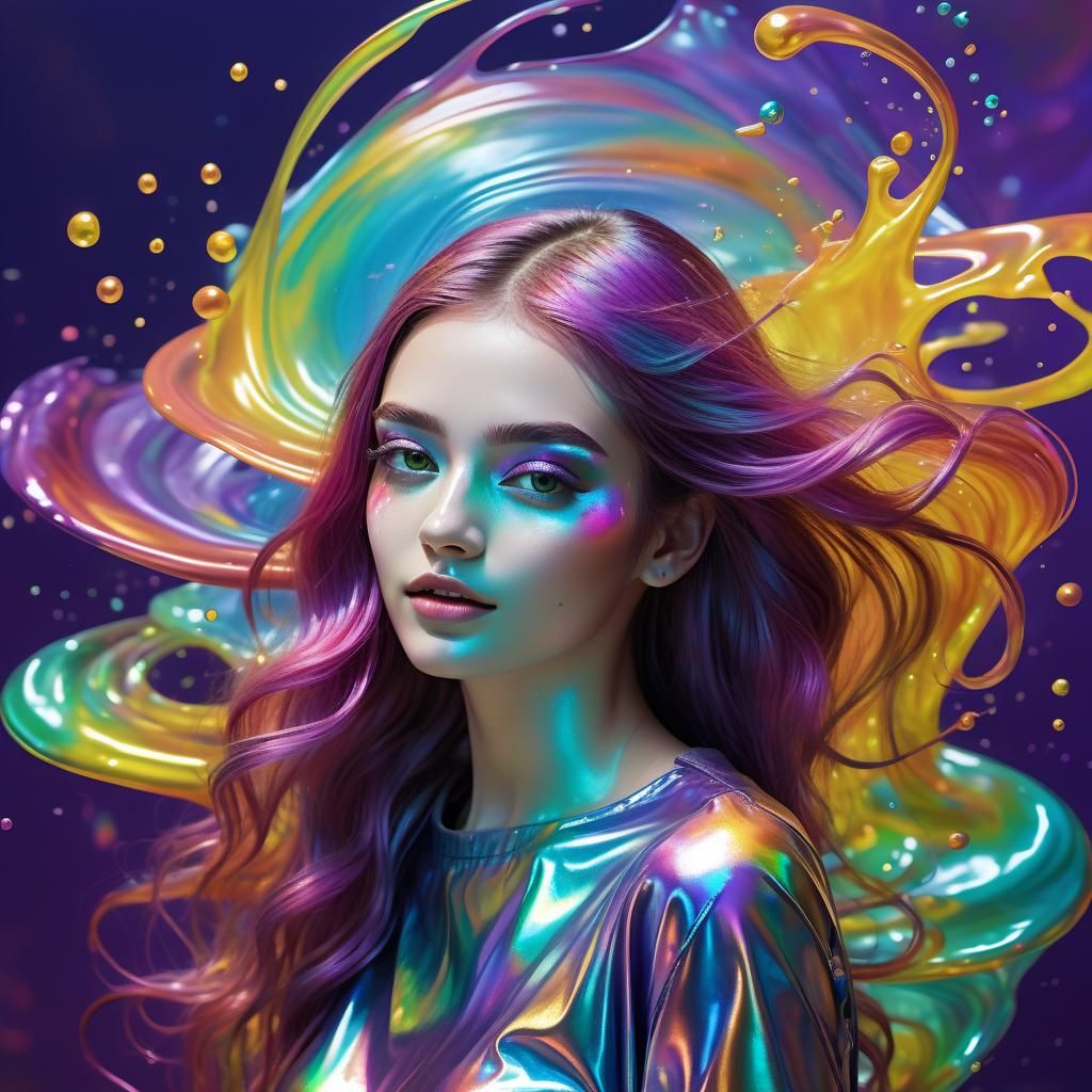 Iridescent Party Girl in Swirling Colors