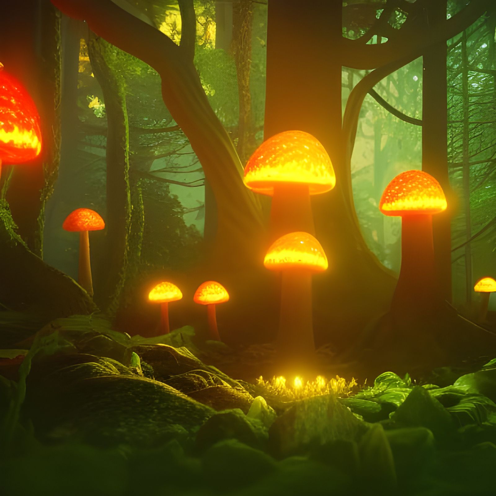 Glowing Radioactive Forest: Detailed Fantasy Art