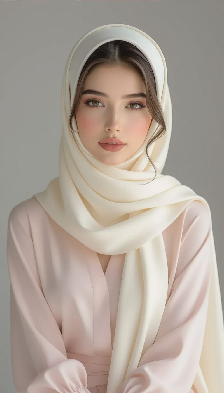 Young Woman in Hijab, Art Nouveau Portrait
