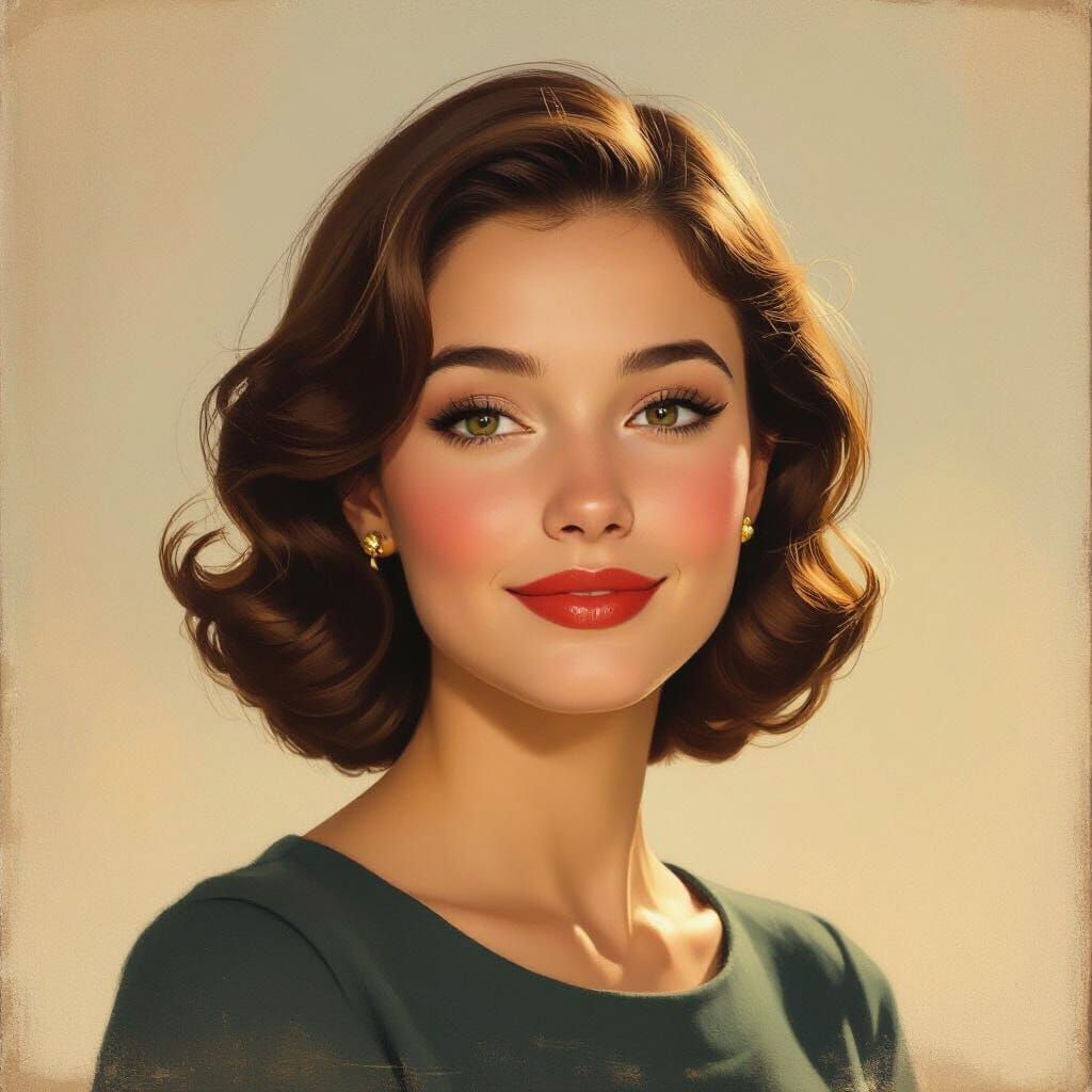 Vintage Portrait of Josana in 1952 Style