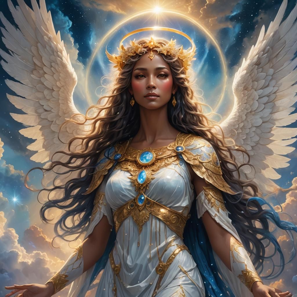 Goddess of Angels Portrait in Digital Painting Style