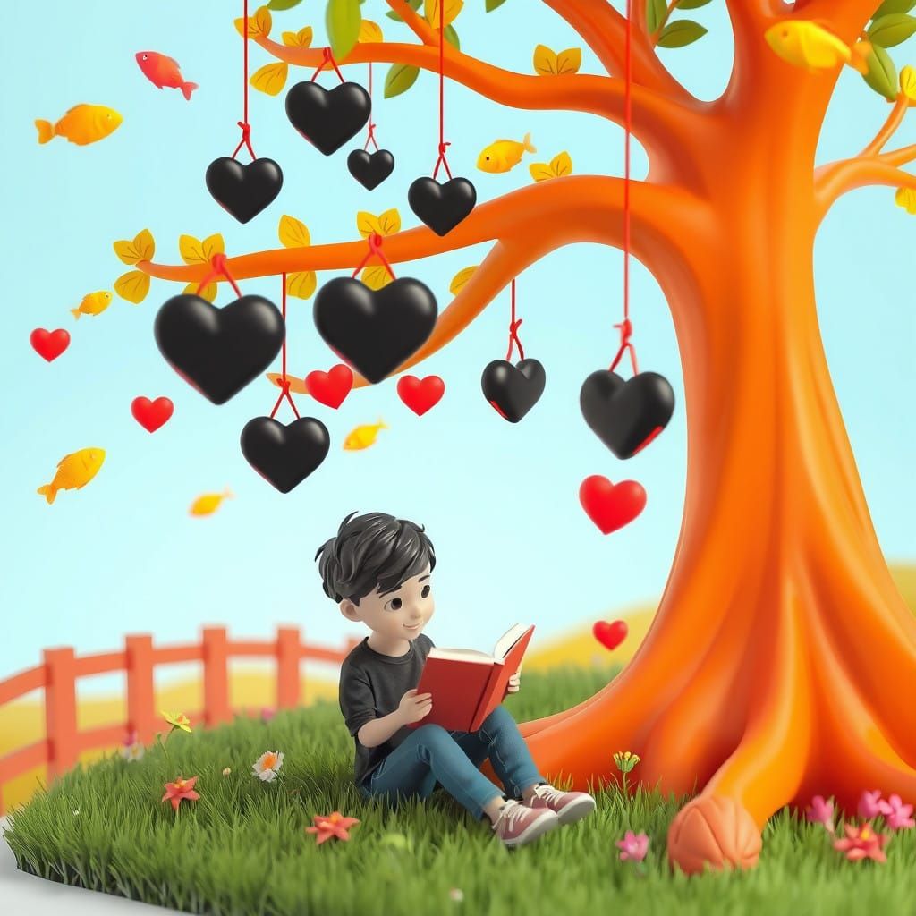 Whimsical Tree of Joy in Romantic Style