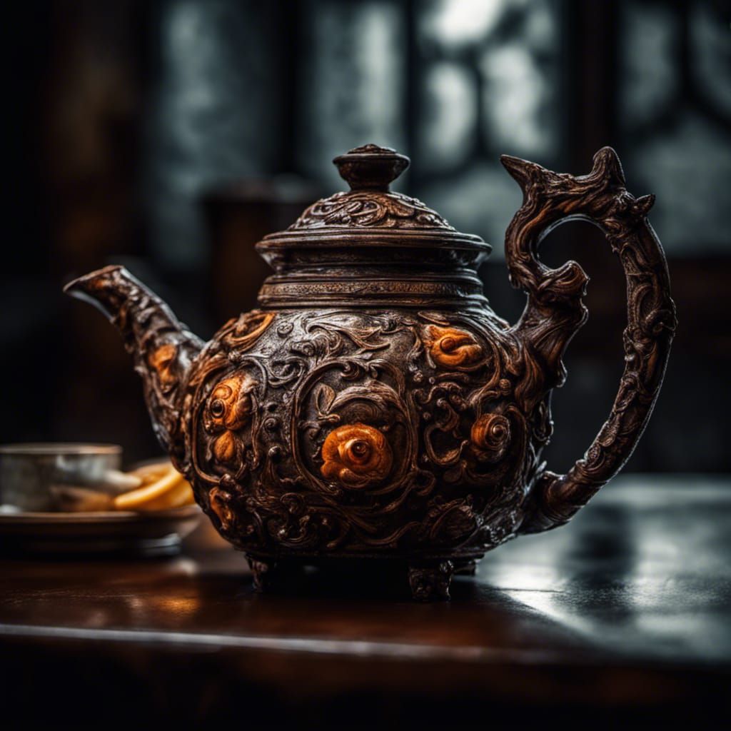 Diablo Style Teapot: Hyperrealistic Photography