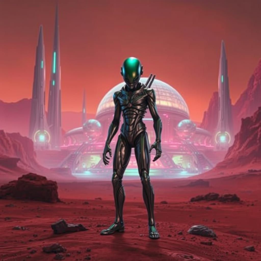 Mars Futurist Base in Cyberpunk Style