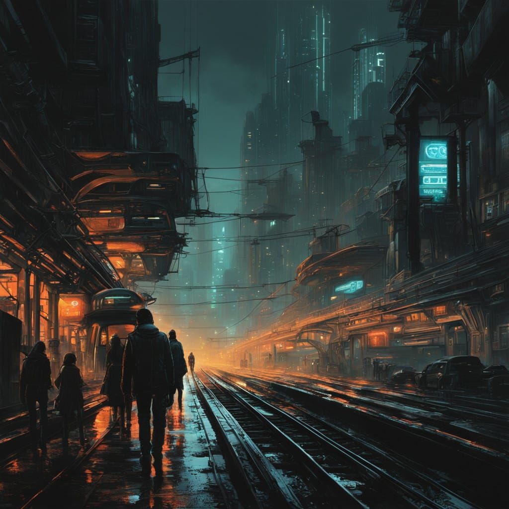Cyberpunk Cityscape Under Neon Twilight