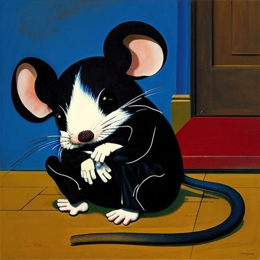 Surreal Mouse in Imperfect House, Expressionist Style