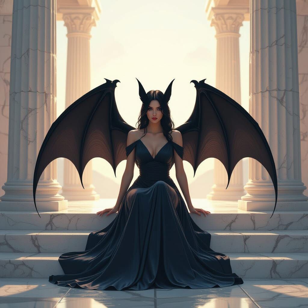 Dark Fairy with Bat Wings in Candy Art Style