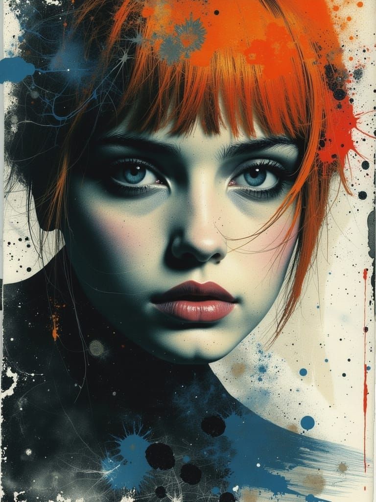 Ethereal Gothic Woman in Surreal Watercolor Style