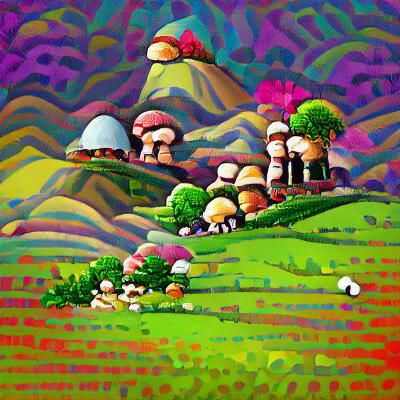 Colorful 8-bit Mushroom Landscape