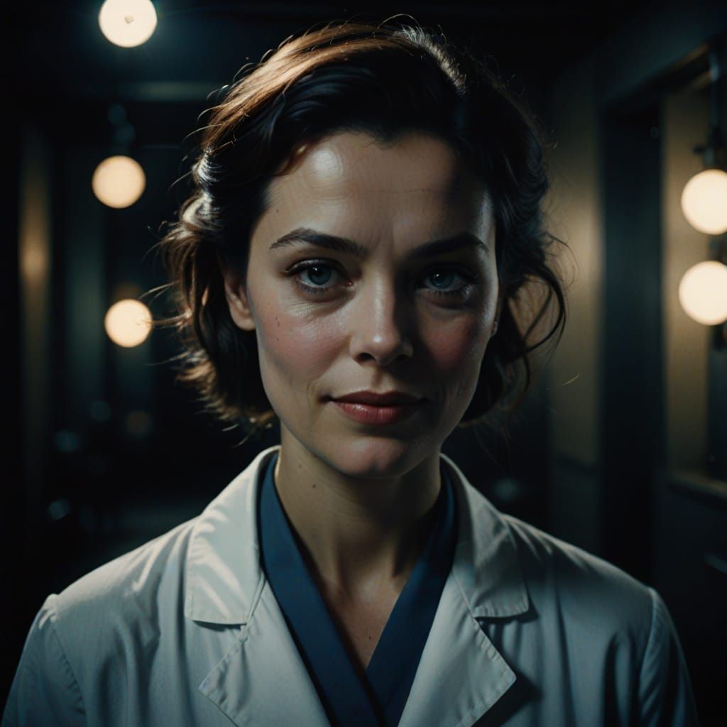 Ethereal Film Noir Doctor Smiles Directly at the Camera