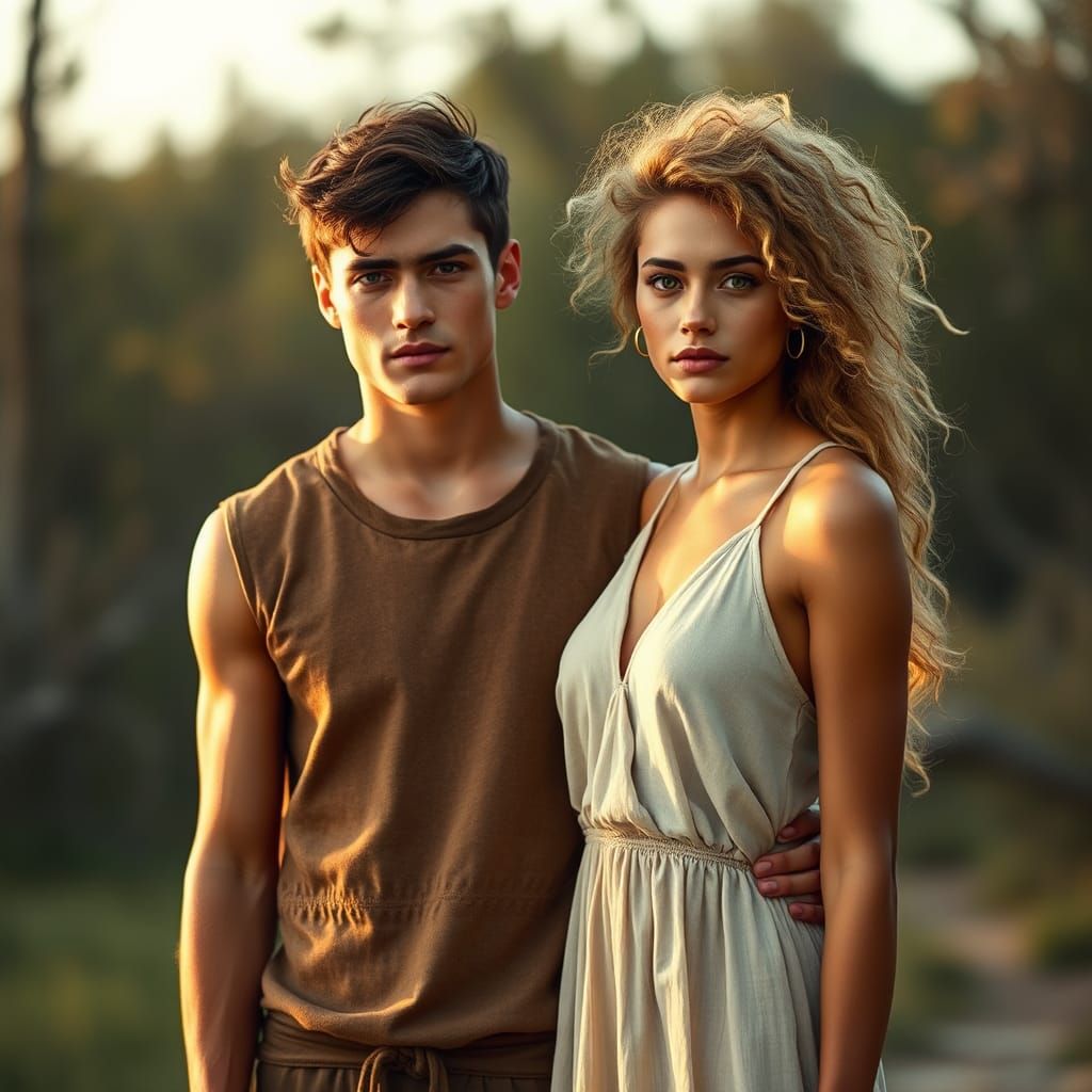 Evolved Humans in Natural Environment: Photorealistic Image