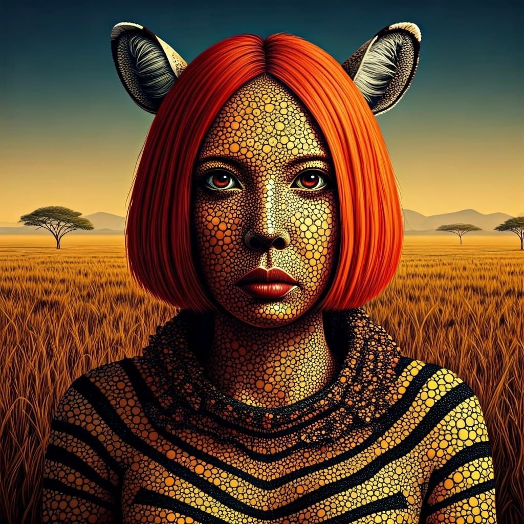 Fantasy Portrait with Polka Dots in Avant-Garde Style