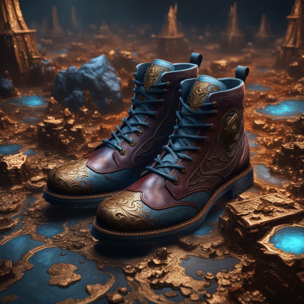 Fantastical Shoes Concept Art in Detailed Matte Painting