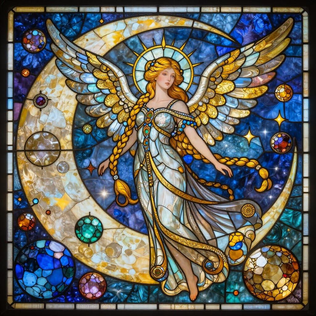 Heavenly Maiden Descends to Gemstone Kingdom in Stained Glas...