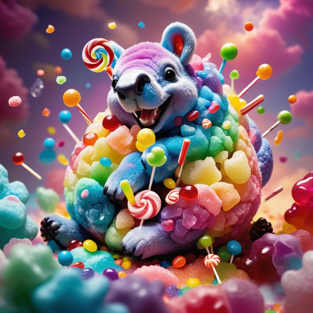 Candy-Coated Aardvark in Whimsical Candy Land
