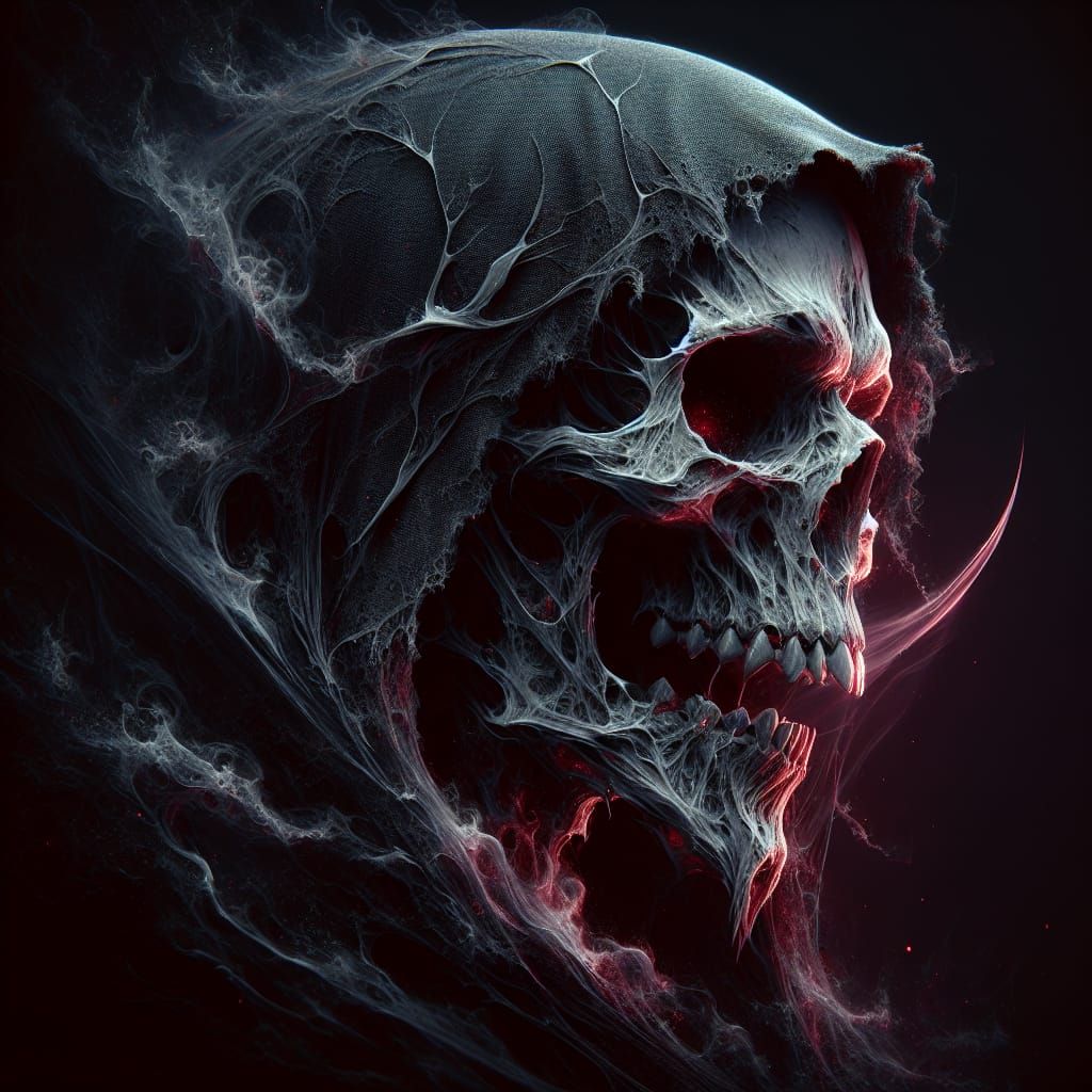 Surreal Reaper Skull Confronts Mortality in Dark Fantasy Art
