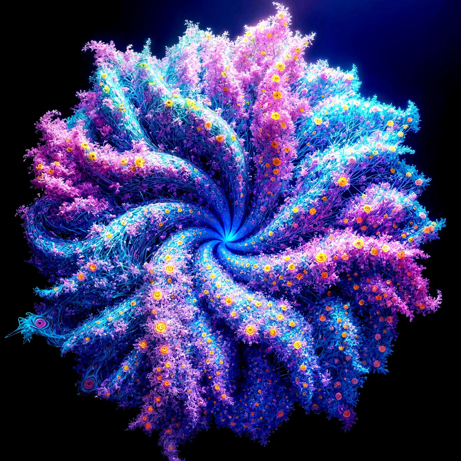 Psychedelic Neon Fractals in Digital Art Style