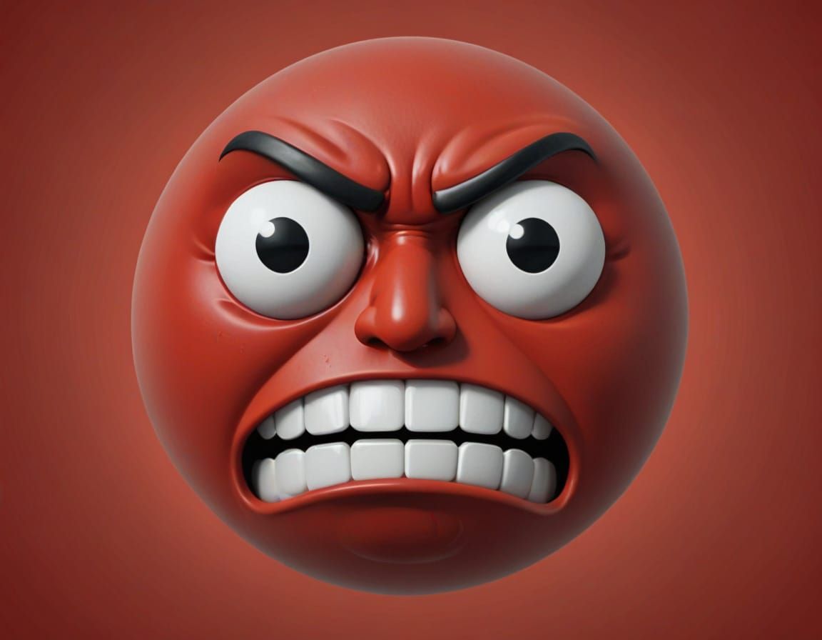 Angry Frowny Face Emoticon in 16-bit Retro Style