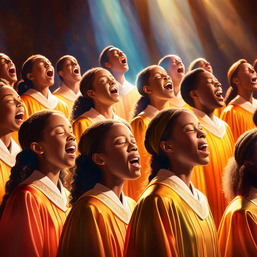 Hyperrealistic Angelic Choir Singing in Harmony