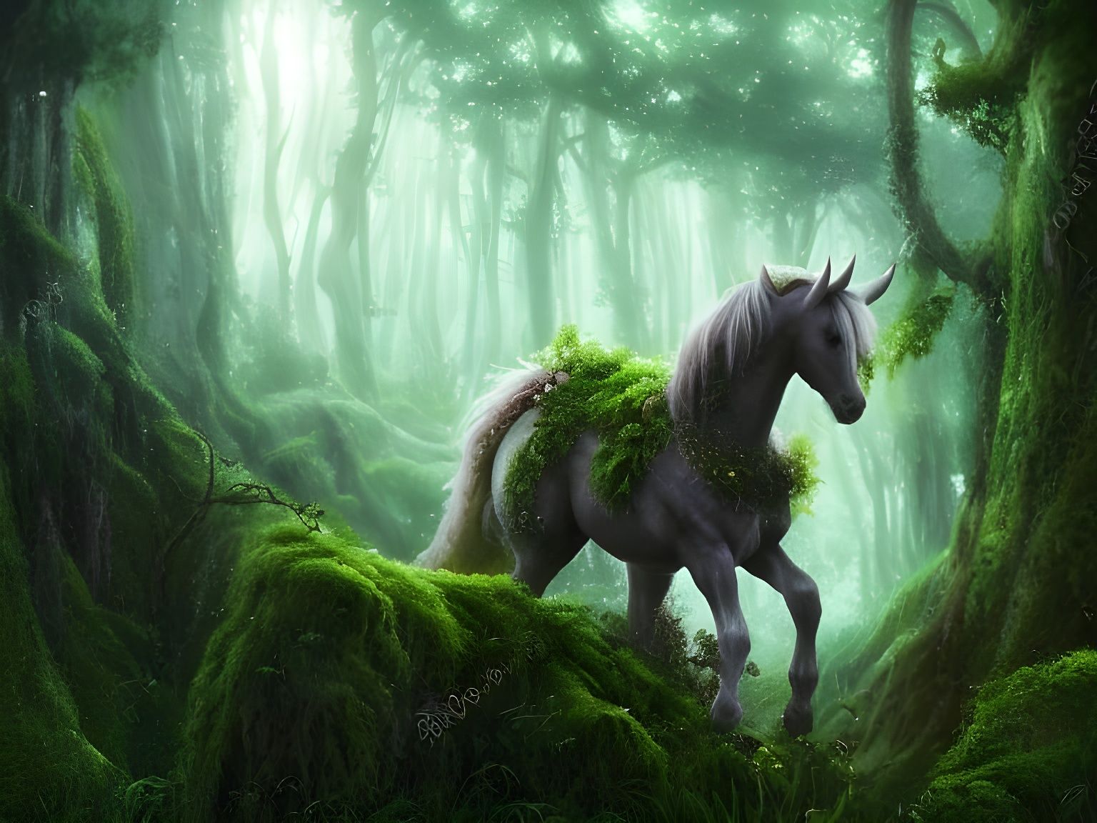 Unicorn in Vines: A Digital Masterpiece