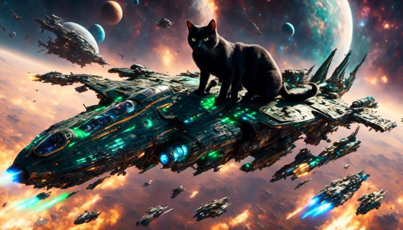 Sci-Fi Cat Pilot in Cotton Candy Galaxy