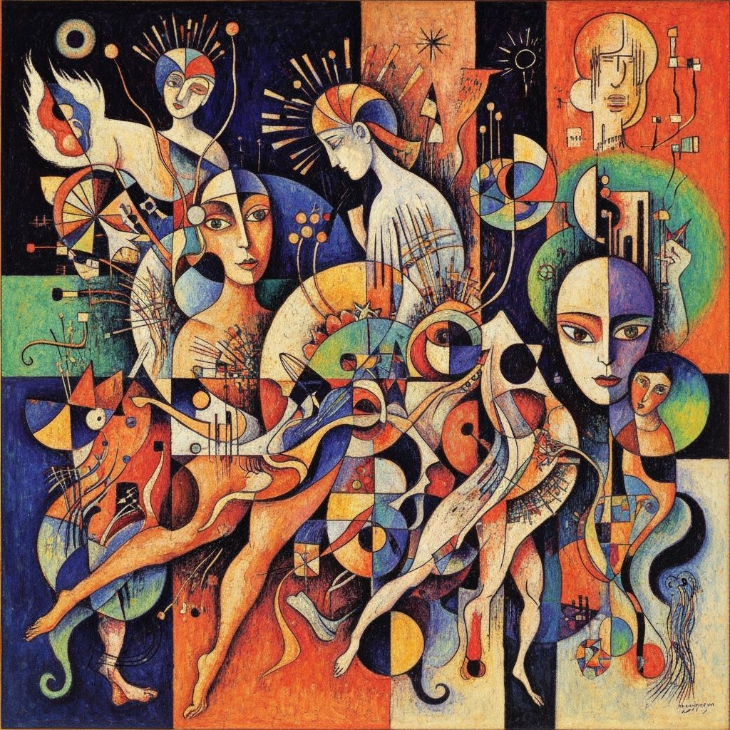 Vibrant Abstract Geometric Forms in Kinetic Motion