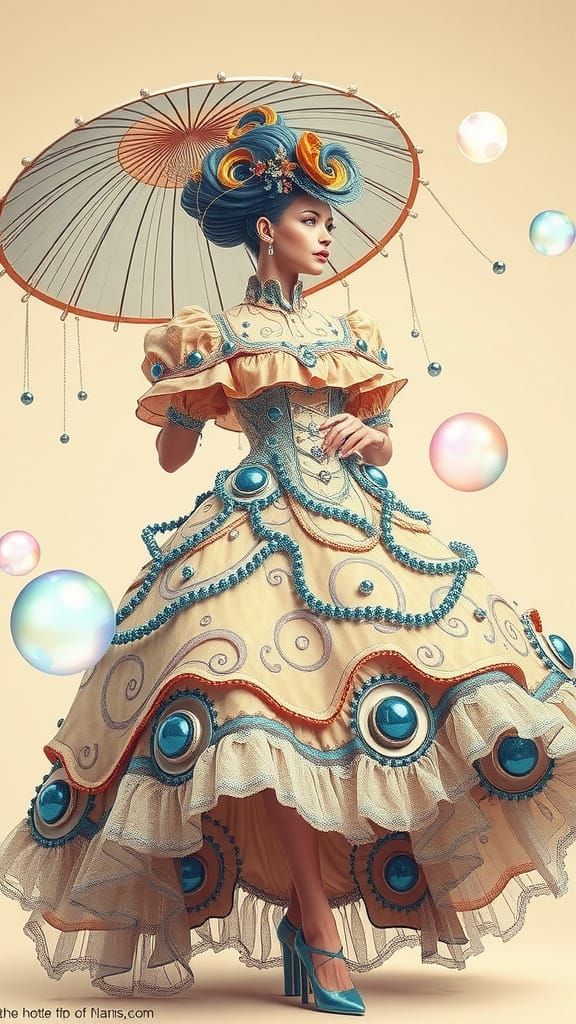 Cyberpunk Aristocrat in Futuristic Haute Couture