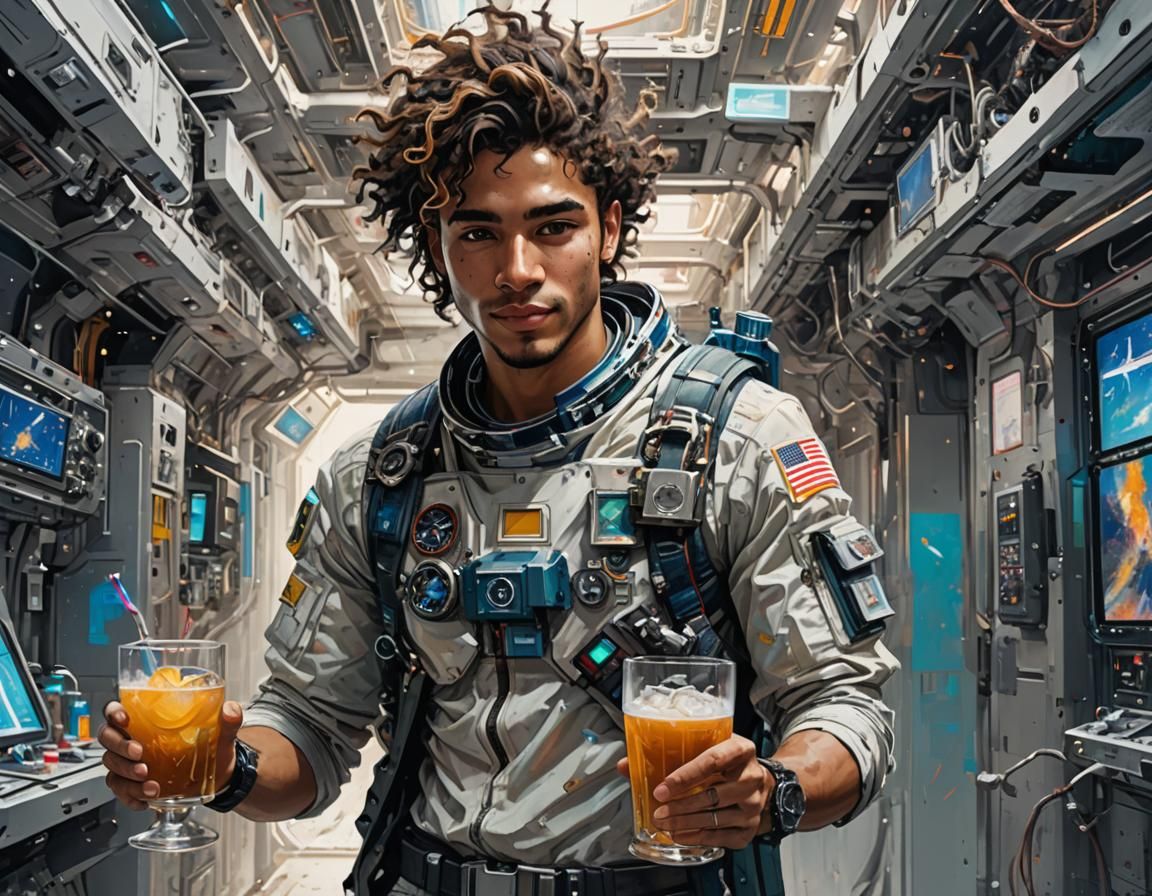 Sharing a Drink in the Spaceship Break Room