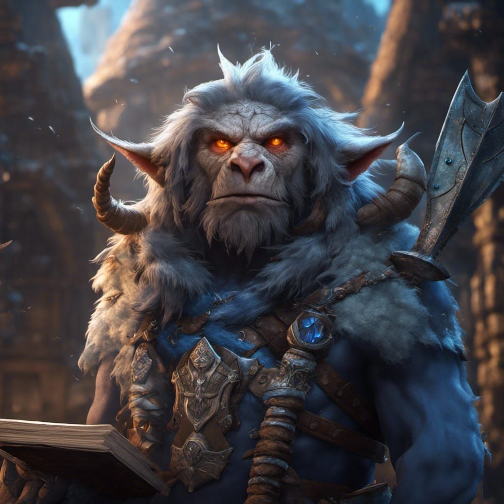 Armored Bugbear Wields Sword and Shield