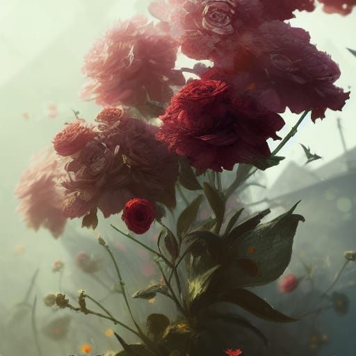 Hyperdetailed Floral Concept Art in Art Nouveau Style