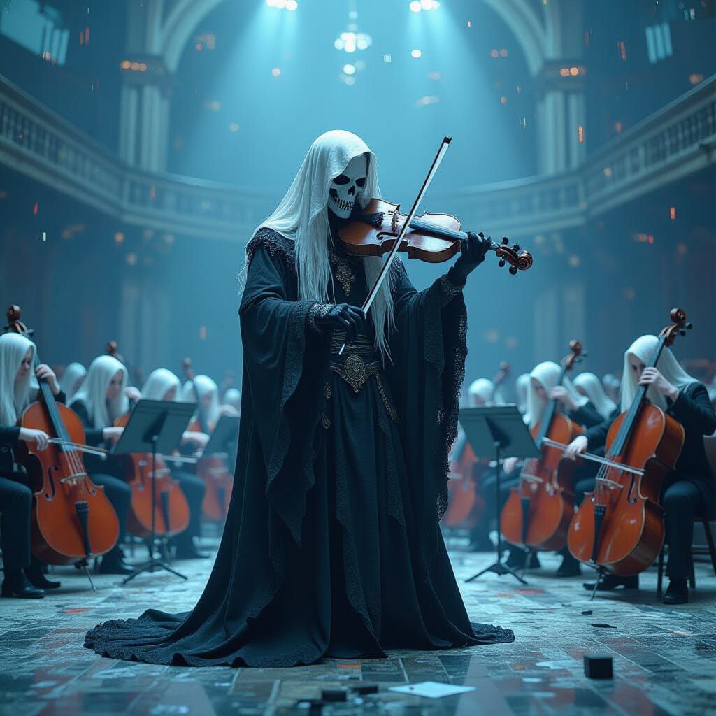 Grim Reaper Glitching into Binary Code: Pixelcore Art