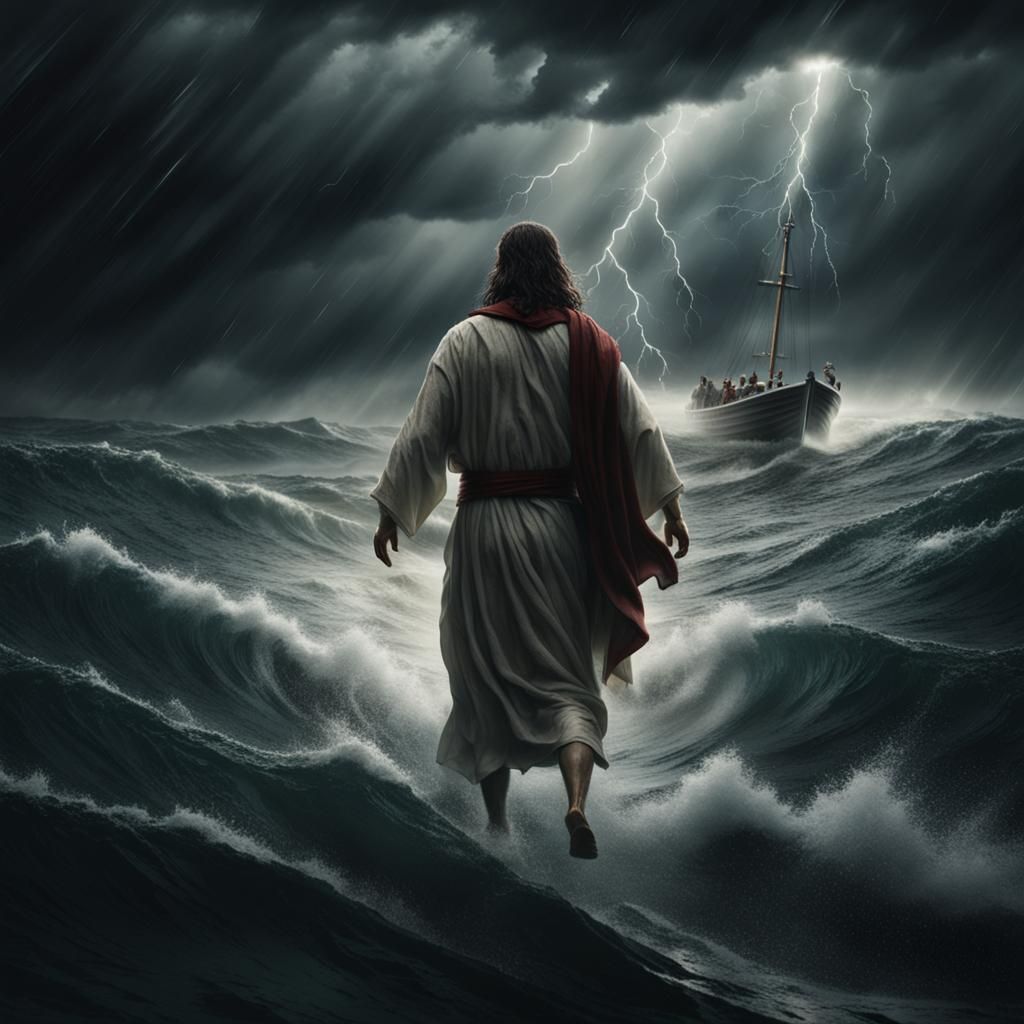 Jesus Walks on Water During a Storm
