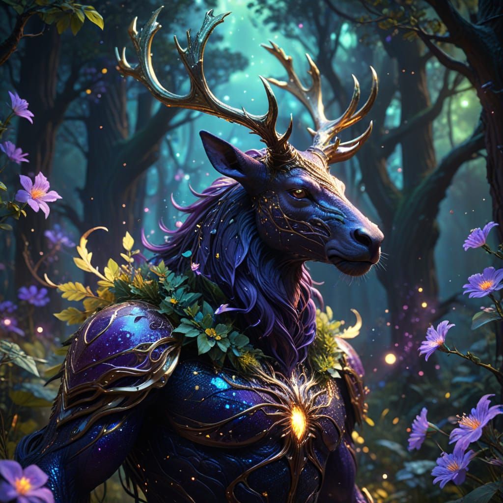 Majestic Lumivara Blooms in Enchanted Forest with Iridescent...
