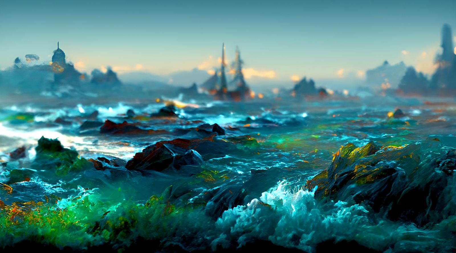 Dramatic New England Coastal Seascape in Romantic Style