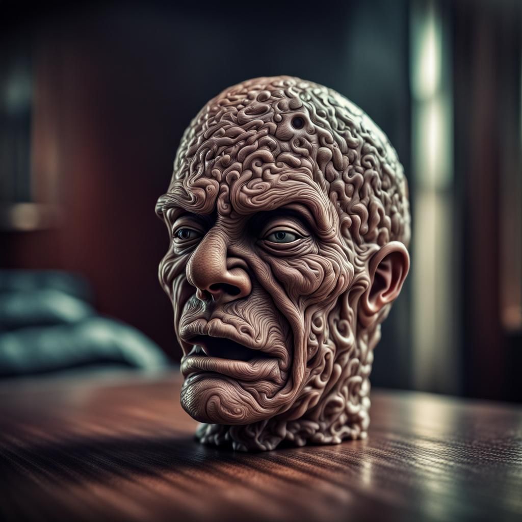 Humorous Hyperrealistic Image of a Chronic Masturbator