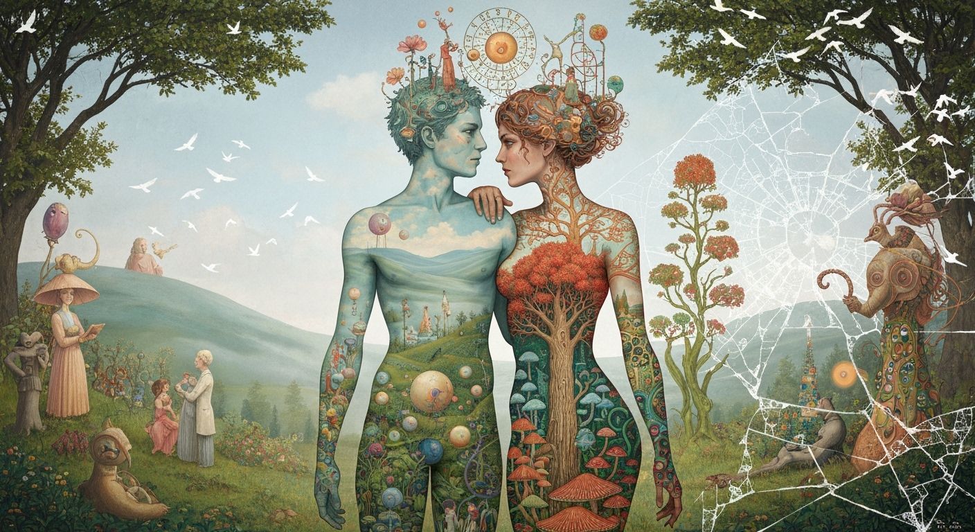 Surreal Garden Party in Fantasy Landscape