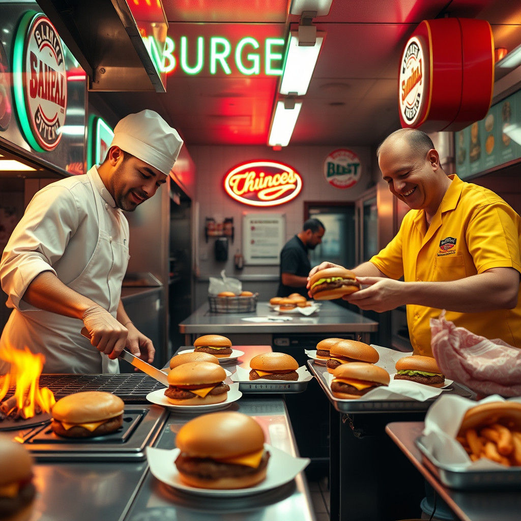 Burger Joint Scene in Cinematic Realism Style